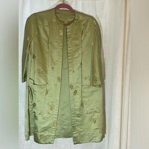 Vintage Evening‎ Coat, Silk Brocade in Outstanding Condition. 1960s Green.